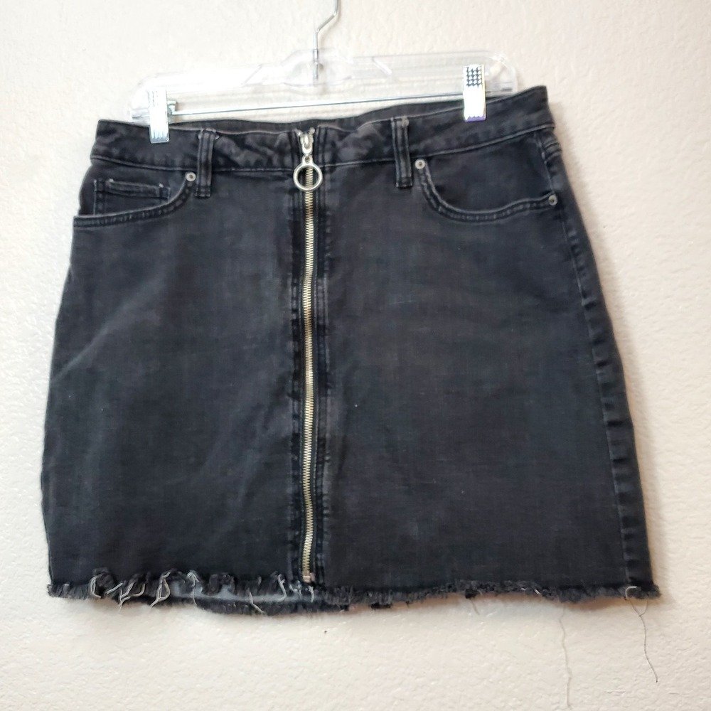 Arizona ♡ Y2K Juniors Black Coin Pocket Denim Front Zip Mini Skirt ♡ Size 13